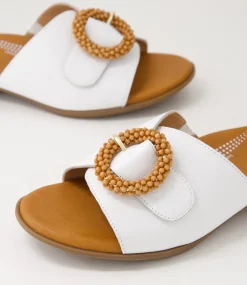 Women SUPERSOFT Comfort|Slides-Cassi White Leather Slides