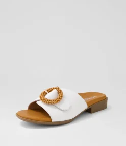 Women SUPERSOFT Comfort|Slides-Cassi White Leather Slides