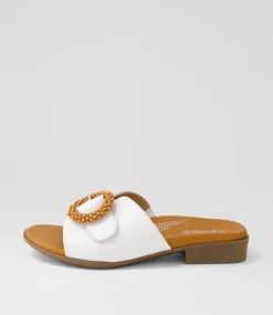 Women SUPERSOFT Comfort|Slides-Cassi White Leather Slides