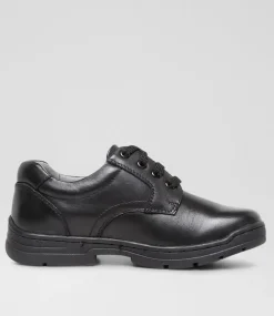 COLORADO Junior School Shoes-CASTOR JNR BLK LEATHER
