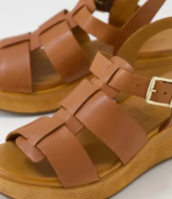 Women DIANA FERRARI Wedges|Heels-Caugee Tan Leather Sandals