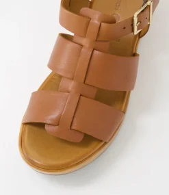 Women DIANA FERRARI Wedges|Heels-Caugee Tan Leather Sandals