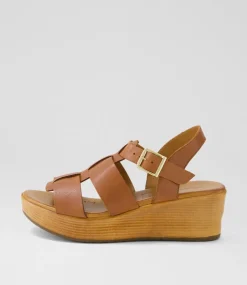 Women DIANA FERRARI Wedges|Heels-Caugee Tan Leather Sandals