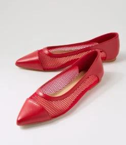 Women I LOVE BILLY Flats-Cayde Red Mesh Flat Shoes