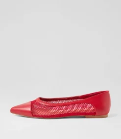 Women I LOVE BILLY Flats-Cayde Red Mesh Flat Shoes
