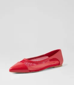 Women I LOVE BILLY Flats-Cayde Red Mesh Flat Shoes
