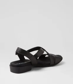 Women SUPERSOFT Comfort|Flats-Cevie Black Leather Sandals