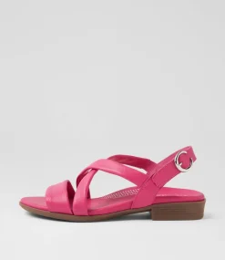 Women SUPERSOFT Comfort|Flats-Cevie Dark Fuchsia Leather Sandals