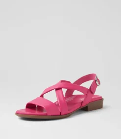 Women SUPERSOFT Comfort|Flats-Cevie Dark Fuchsia Leather Sandals