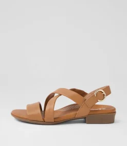 Women SUPERSOFT Comfort|Flats-Cevie Dark Tan Leather Sandals