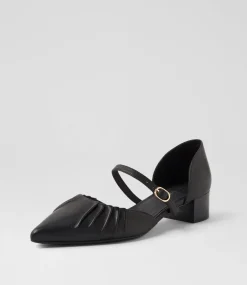 Women DIANA FERRARI Mary Janes|Heels-Chaisey Black Leather Mary Jane Heels