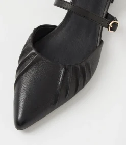 Women DIANA FERRARI Mary Janes|Heels-Chaisey Black Leather Mary Jane Heels