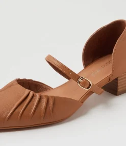 Women DIANA FERRARI Mary Janes|Heels-Chaisey Dark Tan Natural Leather Mary Jane Heels