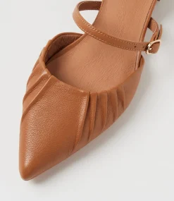 Women DIANA FERRARI Mary Janes|Heels-Chaisey Dark Tan Natural Leather Mary Jane Heels