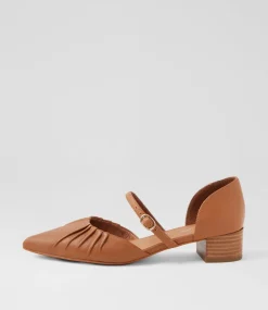 Women DIANA FERRARI Mary Janes|Heels-Chaisey Dark Tan Natural Leather Mary Jane Heels