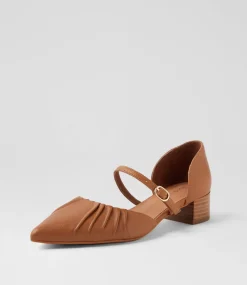 Women DIANA FERRARI Mary Janes|Heels-Chaisey Dark Tan Natural Leather Mary Jane Heels