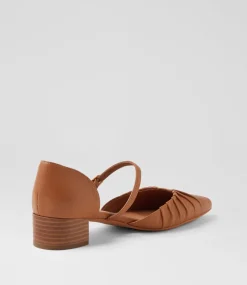 Women DIANA FERRARI Mary Janes|Heels-Chaisey Dark Tan Natural Leather Mary Jane Heels