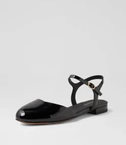 Women DIANA FERRARI Flats|Dress-Chapeau Black Patent Leather Flat Shoes