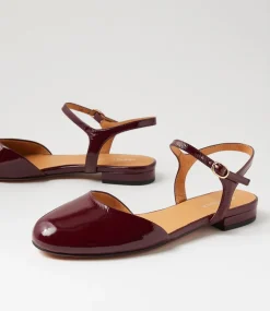 Women DIANA FERRARI Dress|Flats-Chapeau Burgundy Patent Leather Flat Shoes