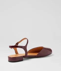Women DIANA FERRARI Dress|Flats-Chapeau Burgundy Patent Leather Flat Shoes