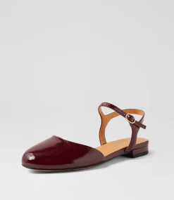 Women DIANA FERRARI Dress|Flats-Chapeau Burgundy Patent Leather Flat Shoes