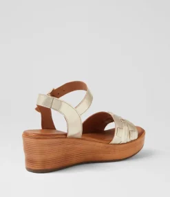 Women DIANA FERRARI Wedges|Heels-Chels Pale Gold Leather Sandals