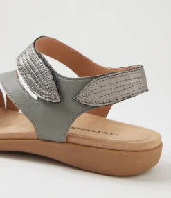 Women COLORADO Comfort|Flats-Cherie Grey Silver Leather Sandals