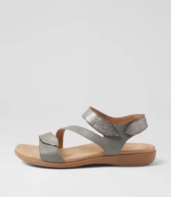 Women COLORADO Comfort|Flats-Cherie Grey Silver Leather Sandals