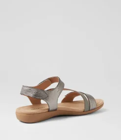 Women COLORADO Comfort|Flats-Cherie Grey Silver Leather Sandals