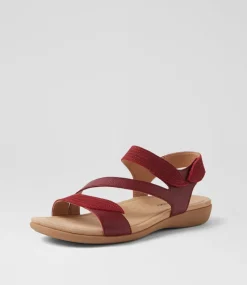 Women COLORADO Comfort|Flats-Cherie Red Leather Sandals