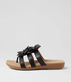 Women COLORADO Comfort|Slides-Cherina Black Leather Slides