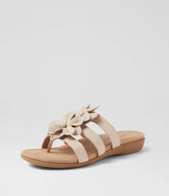 Women COLORADO Comfort|Slides-Cherina Light Beige Leather Slides