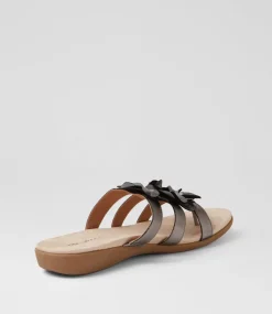 Women COLORADO Comfort|Slides-Cherina Silver Metallic Leather Slides