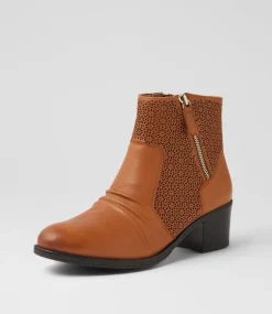 Women SUPERSOFT Boots-Chlloe New Tan Leather Ankle Boots