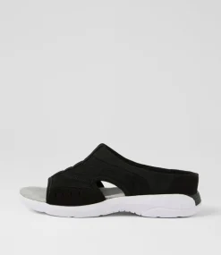 Women I LOVE BILLY Flats|Sandals-Christin Black White Mix Fabric Sandals