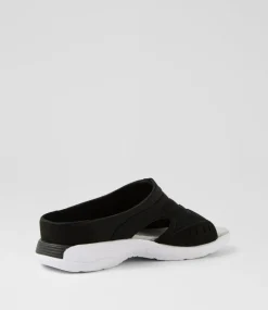 Women I LOVE BILLY Flats|Sandals-Christin Black White Mix Fabric Sandals