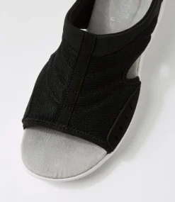 Women I LOVE BILLY Flats|Sandals-Christin Black White Mix Fabric Sandals