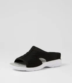 Women I LOVE BILLY Flats|Sandals-Christin Black White Mix Fabric Sandals