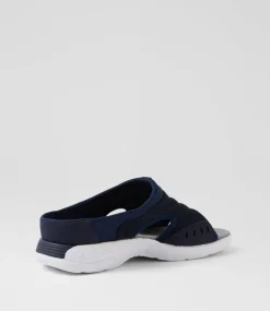 Women I LOVE BILLY Flats|Sandals-Christin Navy Fabric Sandals