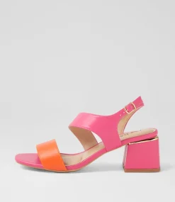 Women I LOVE BILLY Heels|Sandals-Cia Orange Fuchsia Smooth Sandals