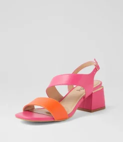 Women I LOVE BILLY Heels|Sandals-Cia Orange Fuchsia Smooth Sandals