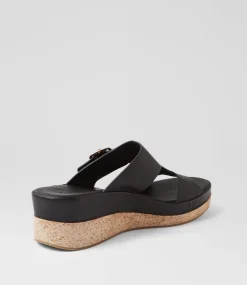 Women DIANA FERRARI Heels|Sandals-Cindest Black Leather Sandals