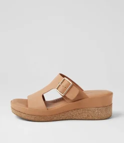 Women DIANA FERRARI Heels-Cindest Tan Leather Sandals