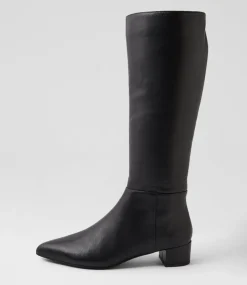 Women DIANA FERRARI Boots-Ciper Black Leather Knee High Boots