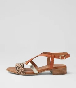 Women DIANA FERRARI Heels|Flats-Cirtnee Tan Leopard Leather Sandals