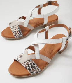 Women DIANA FERRARI Heels|Flats-Cirtnee White Leopard Leather Sandals