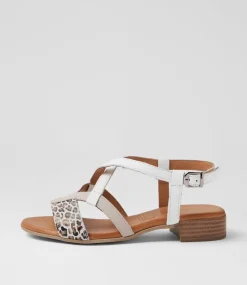 Women DIANA FERRARI Heels|Flats-Cirtnee White Leopard Leather Sandals