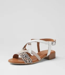 Women DIANA FERRARI Heels|Flats-Cirtnee White Leopard Leather Sandals