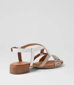 Women DIANA FERRARI Heels|Flats-Cirtnee White Leopard Leather Sandals