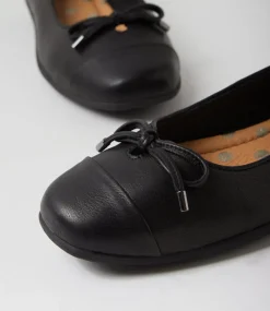 Women SUPERSOFT Comfort|Flats-Clarice Black Leather Ballet Flats